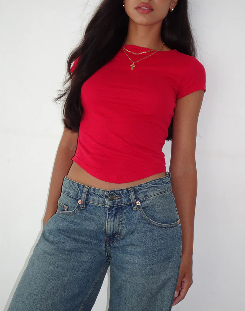 Jojes Jersey Tee in Tango Red - Image 3