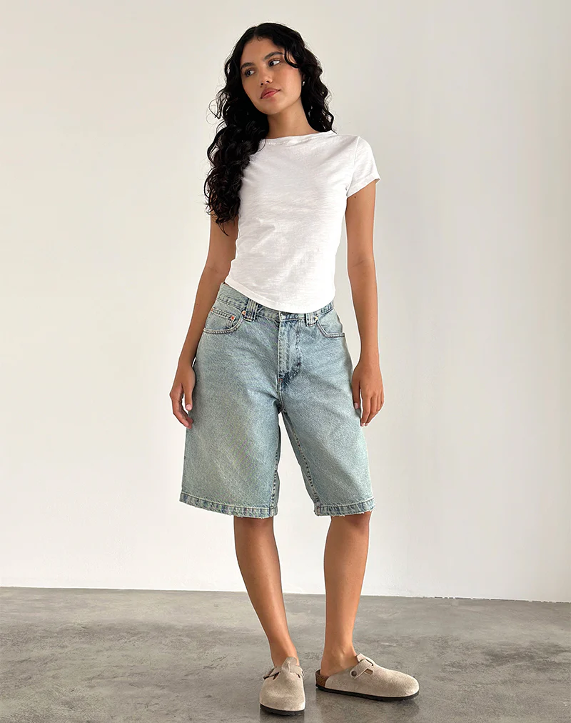 Jojes Jersey Tee Top in White - Image 3