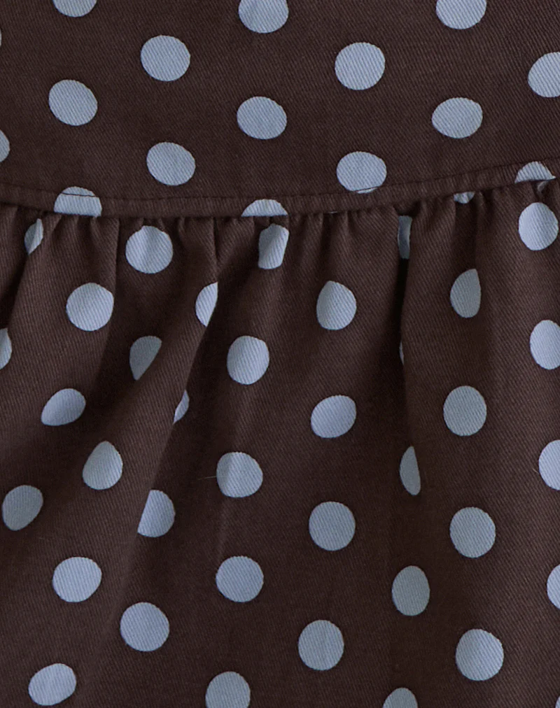 Jolea Pleated Mini Skirt in Mono Polka Brown - Image 6