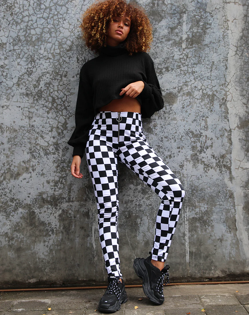 Jolim Trouser in Checker Board Medium B/W - Image 2