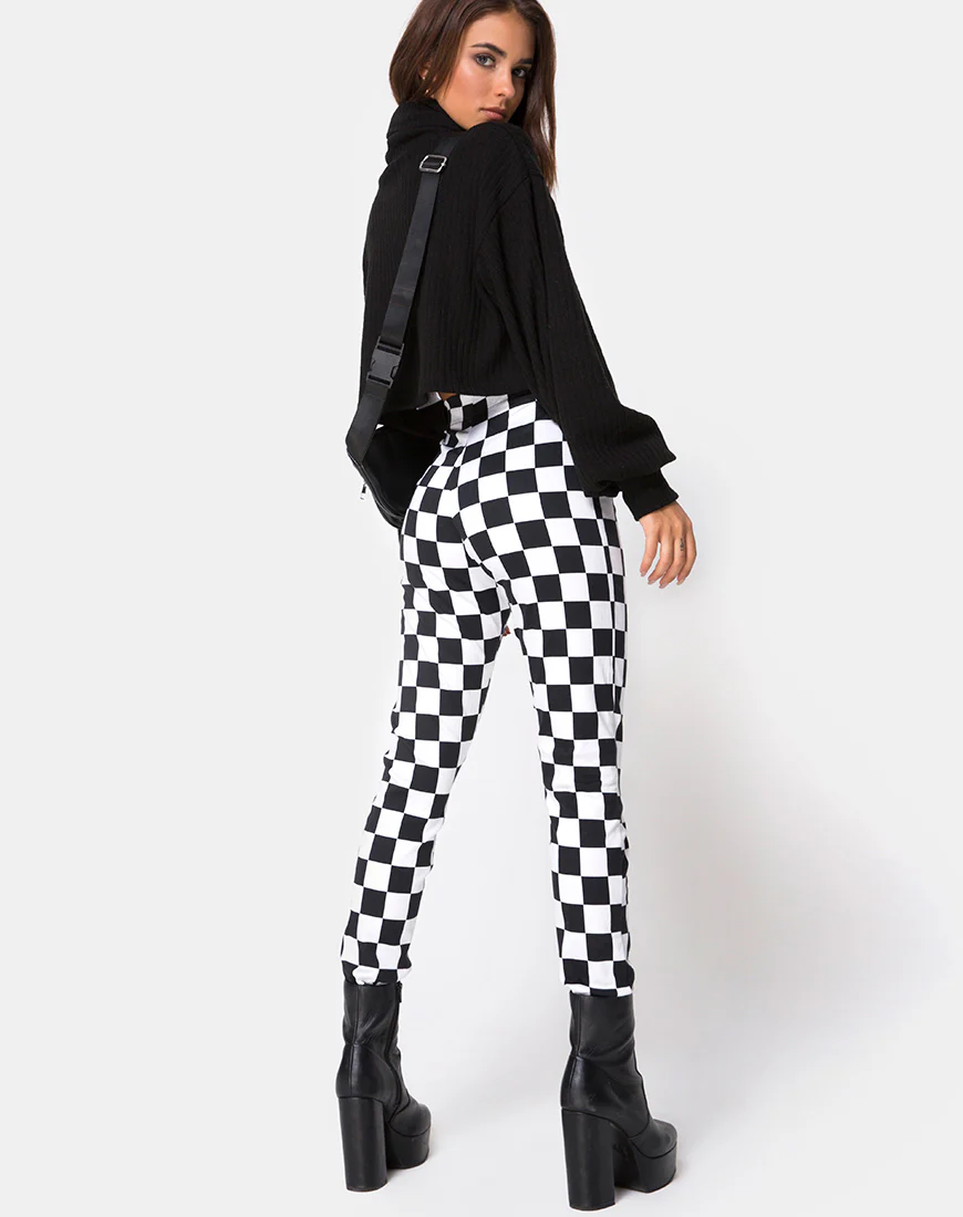 Jolim Trouser in Checker Board Medium B/W - Image 3