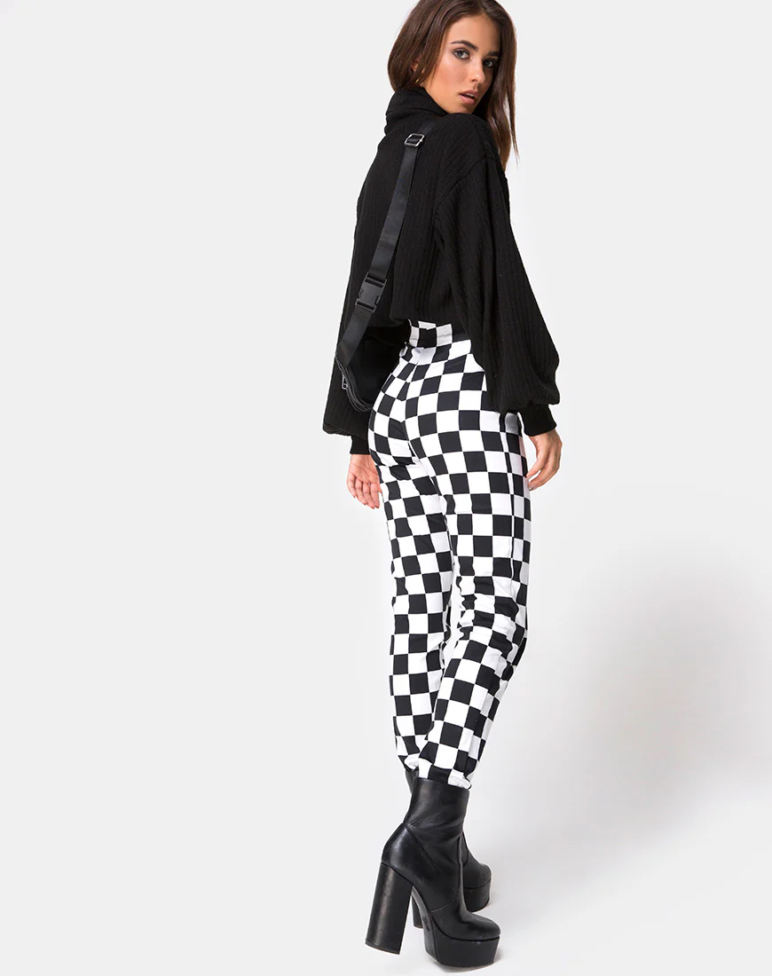 Jolim Trouser in Checker Board Medium B/W - Image 5