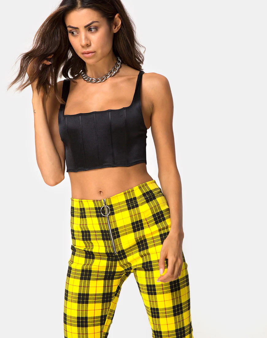 Jolim Tapered Trouser in Winter Plaid Yellow - Image 4