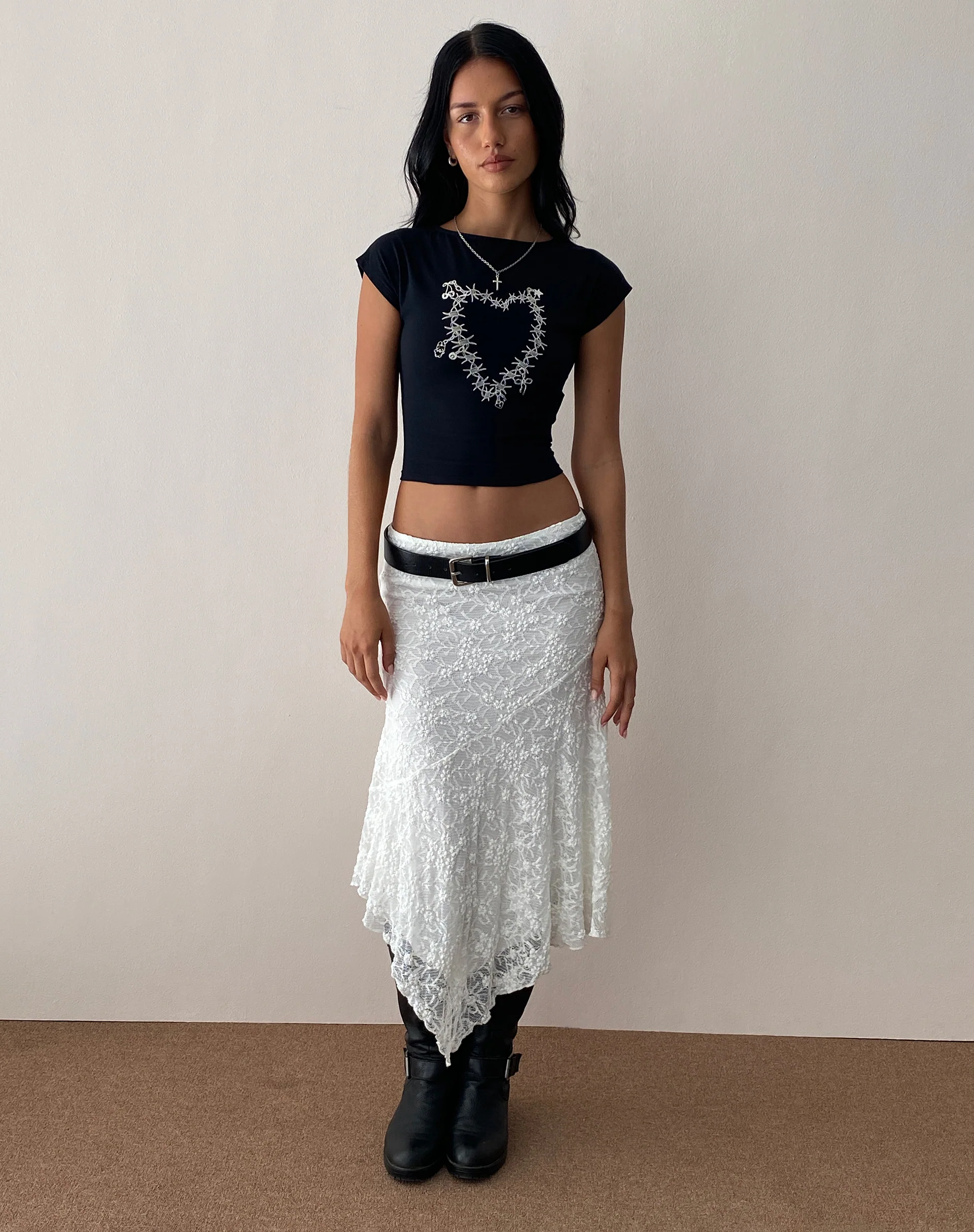 Jonnet Baby Tee in Black with Cutie Thorns Motif - Image 7