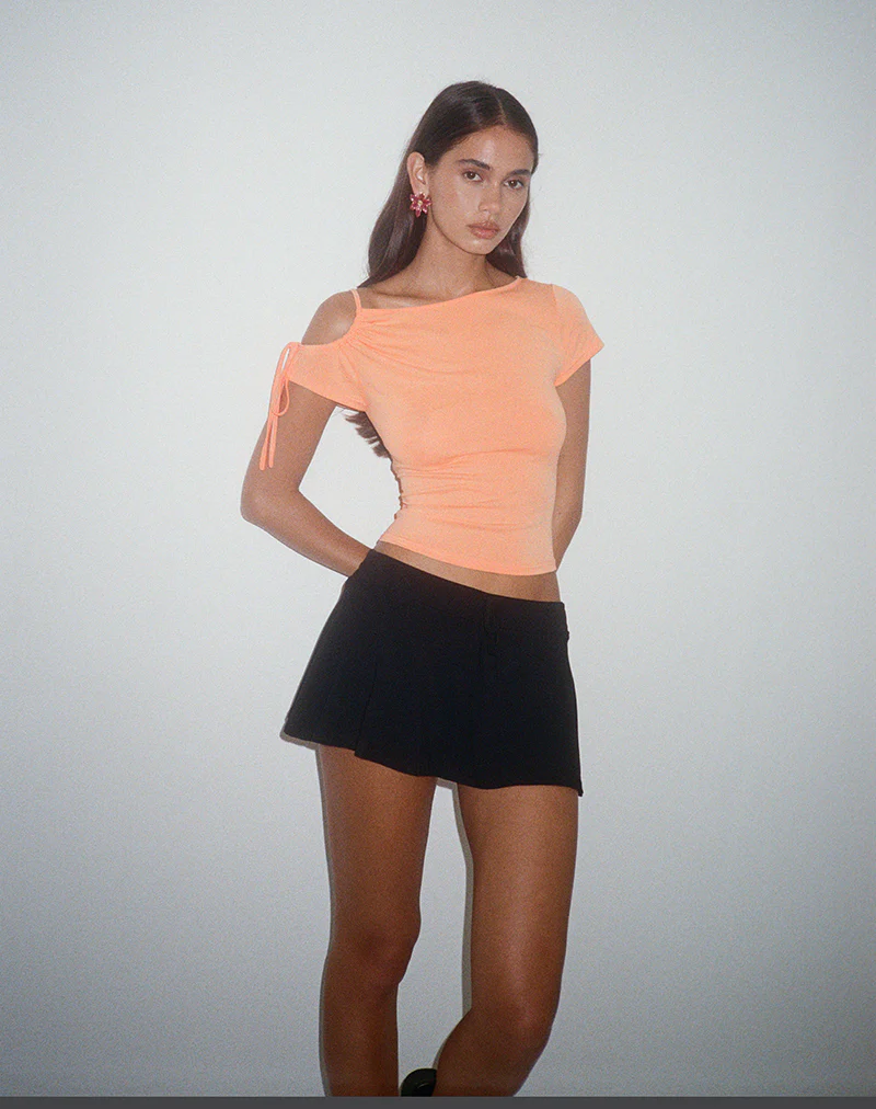 Jophiel Cut Shoulder Top in Cupro Coral - Image 5