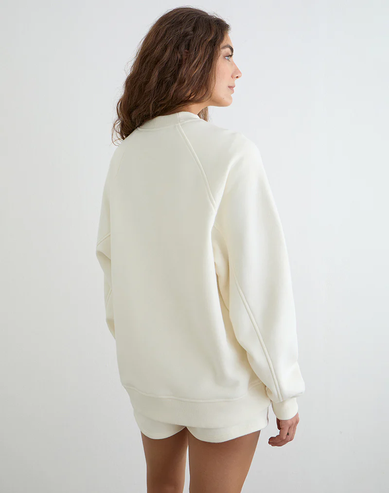 Jorai Sweater in Winter White with Tonal M Embroidery - Image 5
