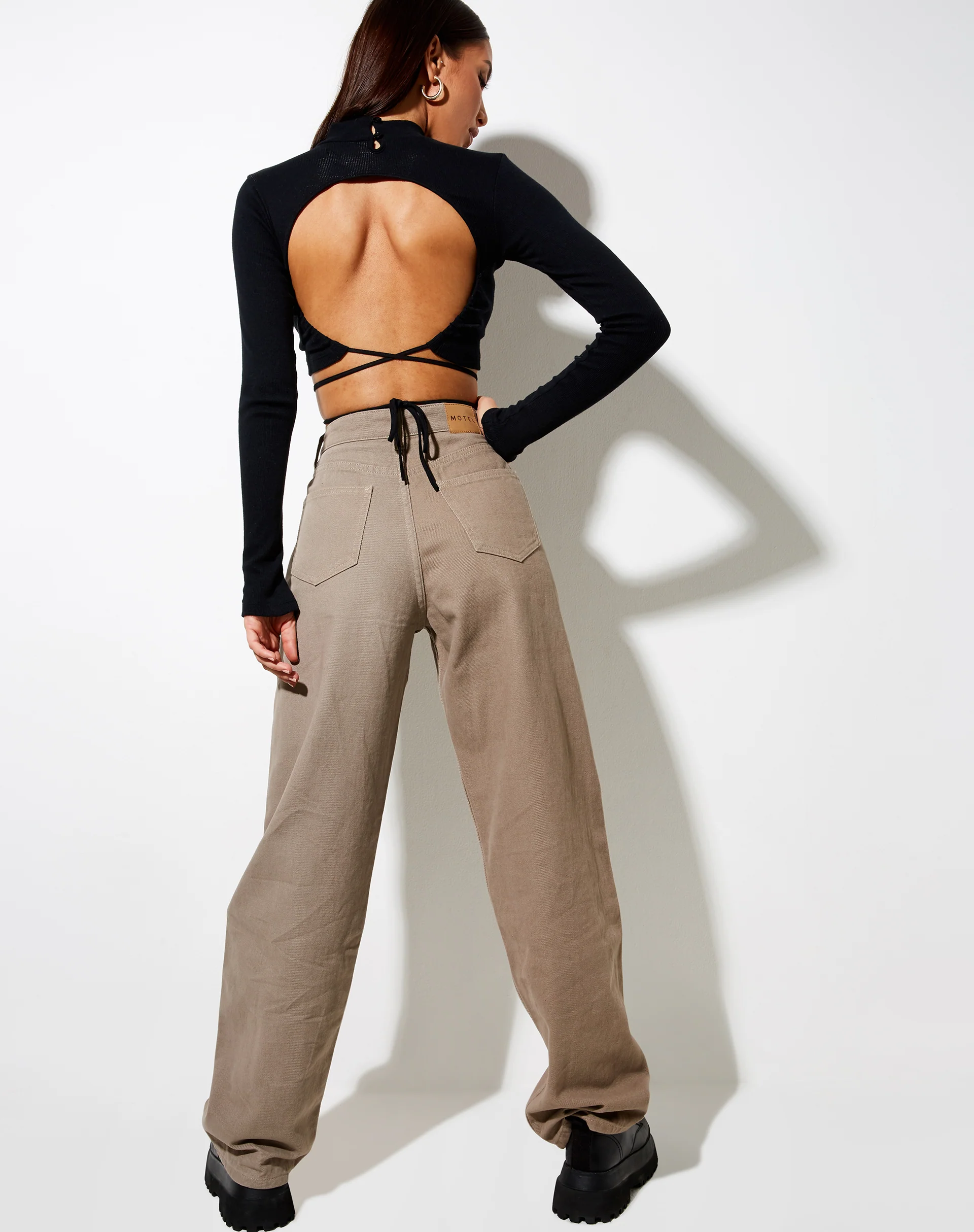 Jorja Crop Top in Rib Black - Image 5