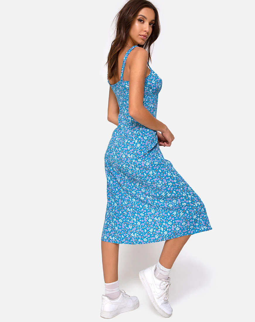 Jova Midi Dress in Bloom Baby Blue - Image 2