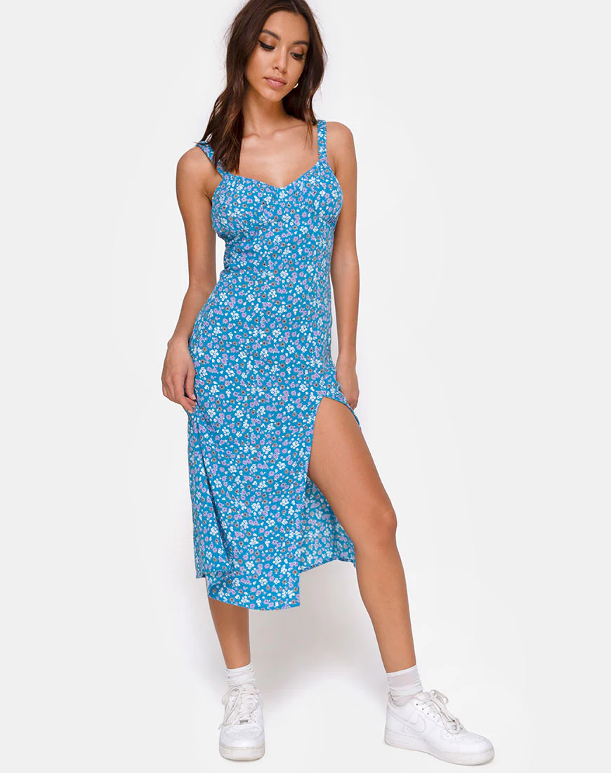 Jova Midi Dress in Bloom Baby Blue - Image 4