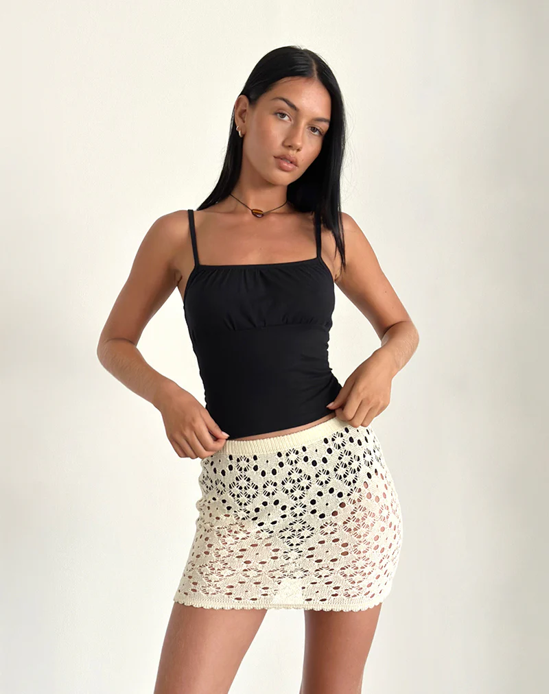Jovita Mini Skirt in Crochet Buttercream - Image 3