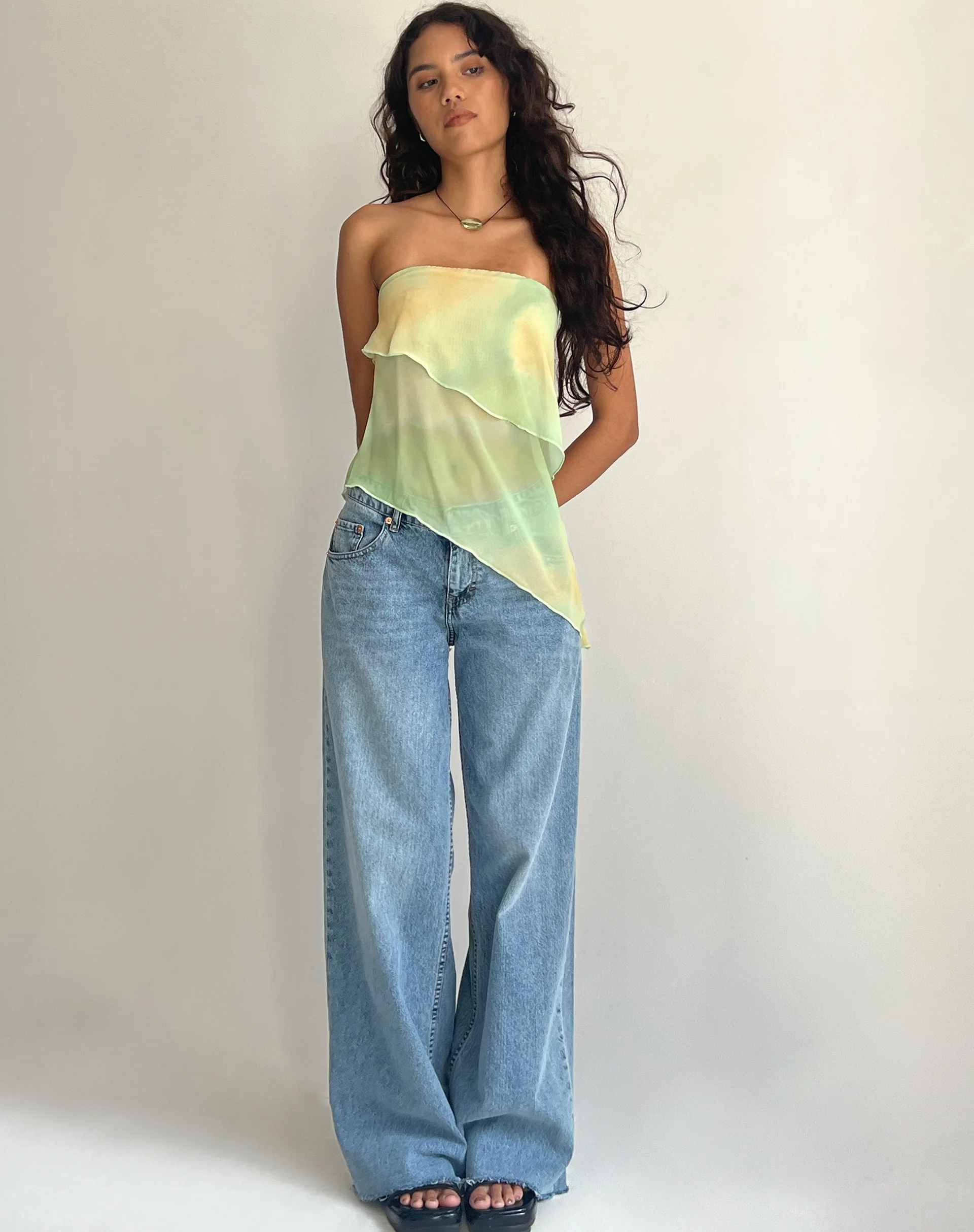 Joyce Longline Waterfall Tube Top in Yellow Watercolour - Image 3