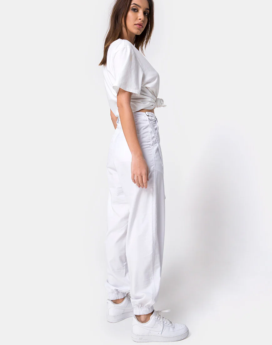 Jubie Cargo Trouser in White Drill - Image 2