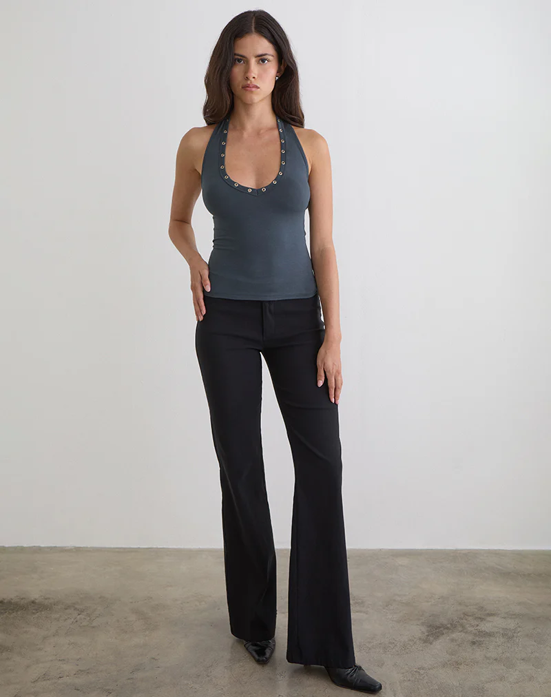 Jugo Halterneck Top in Ocean Storm with Eyelets - Image 3