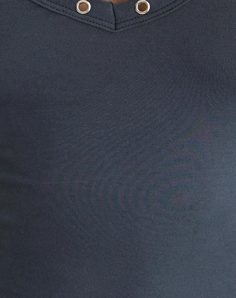 Jugo Halterneck Top in Ocean Storm with Eyelets - Image 6
