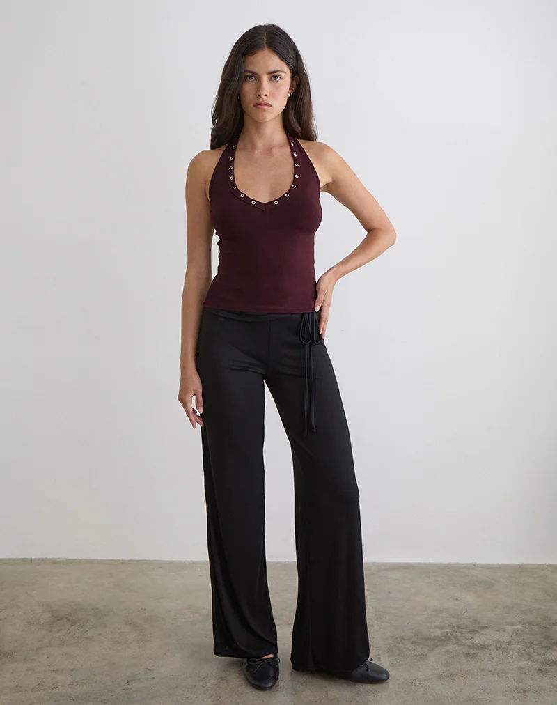 Jugo Halterneck Top in Redwood with Eyelets - Image 3