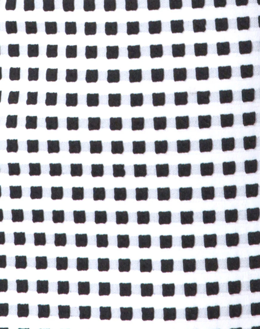 Junice Dress in Gingham Ivory Black - Image 5
