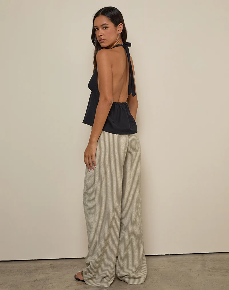 Juria Trouser in Neutral Khaki Stripe - Image 5