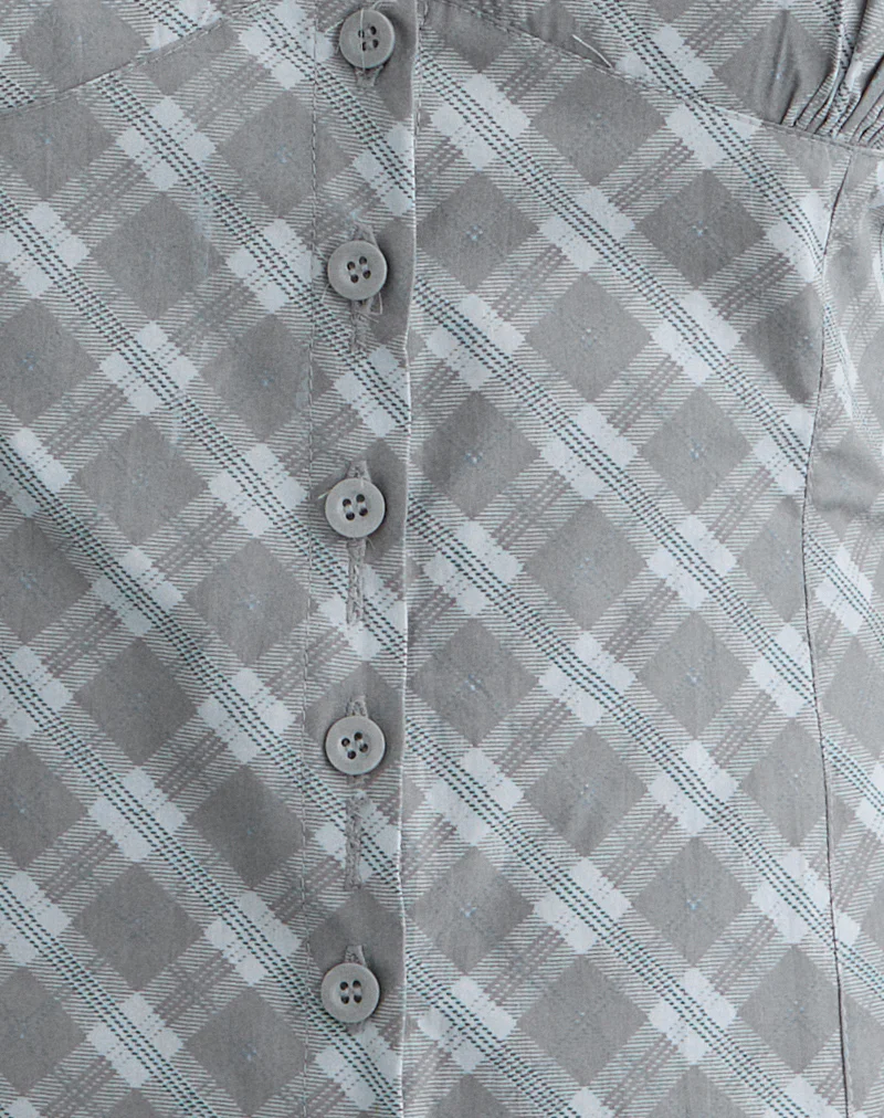 Kadeka Shirt in Poplin Oblique Check Grey - Image 5