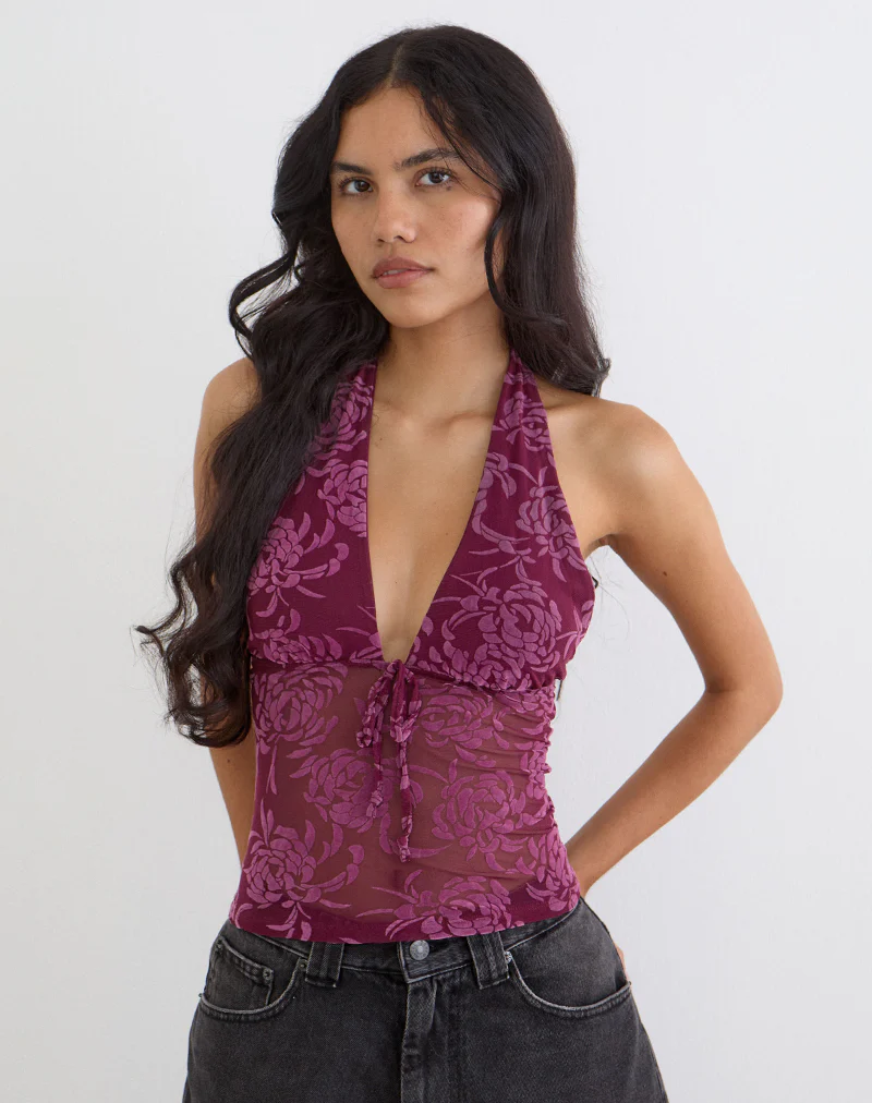 Kadio Top in Flock Shadow Leaf Plum - Image 2