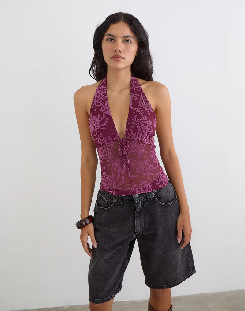 Kadio Top in Flock Shadow Leaf Plum - Image 5
