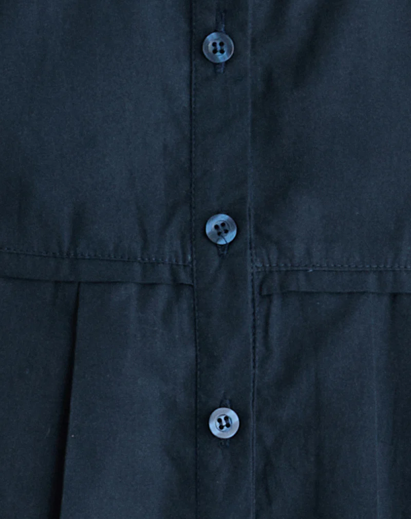 Kaelis Pleated Blouse in Poplin Dark Navy - Image 6