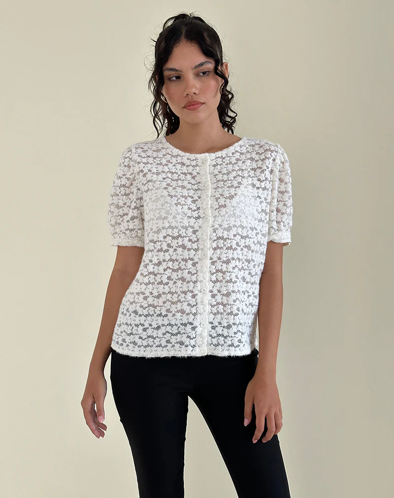 Kaelyn Top in Dahlia Lace Ivory - Image 2