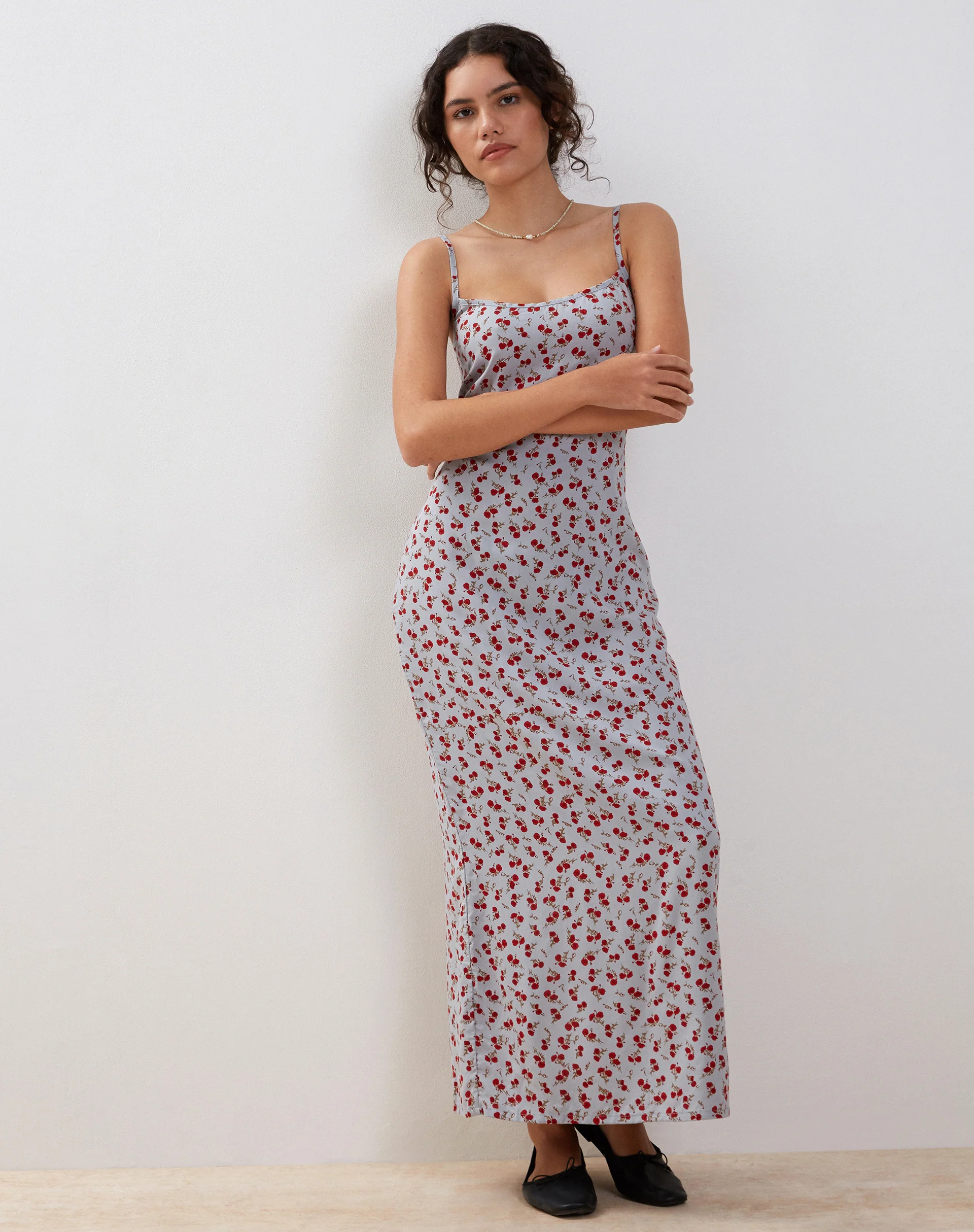 Kafka Maxi Slip Dress in Blue Floral Ditsy - Image 5