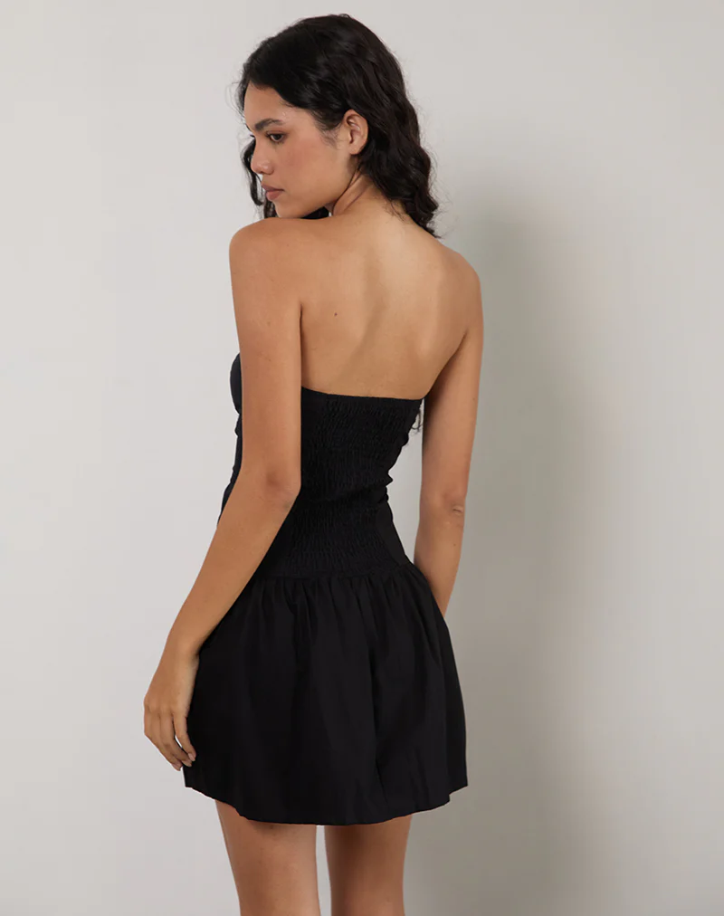 Kafridi Eyelet Mini Dress in Poplin Black - Image 5