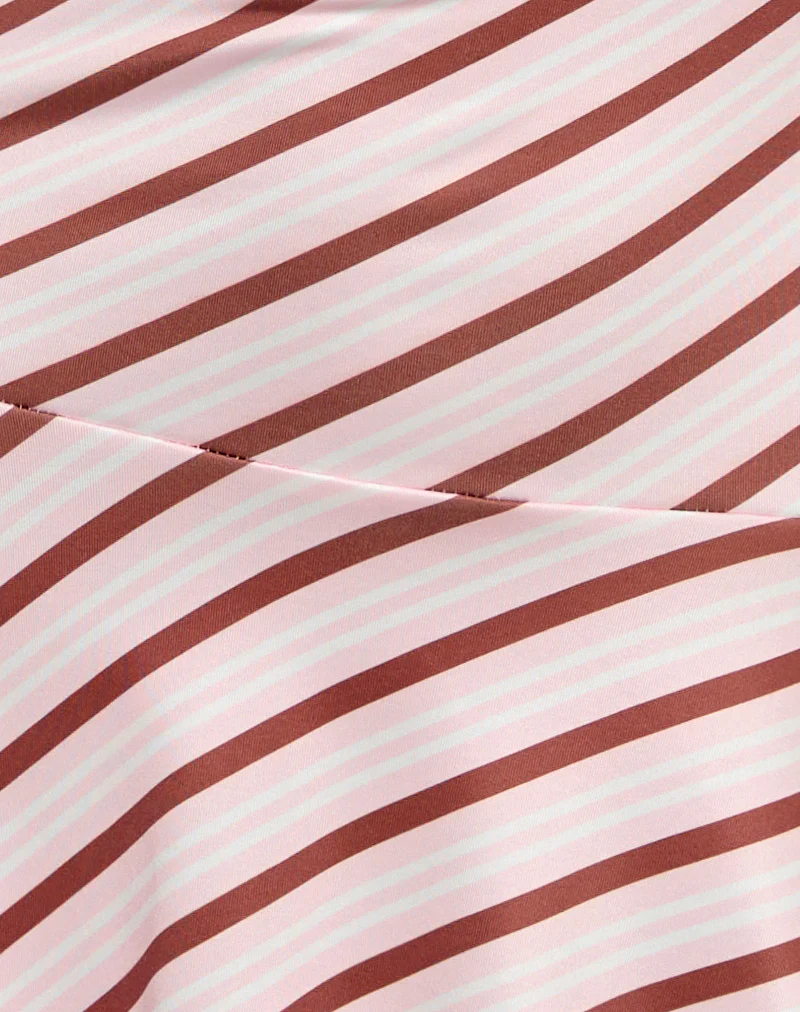 Kagari Mini Dress in Diagonal Stripe Pink - Image 7