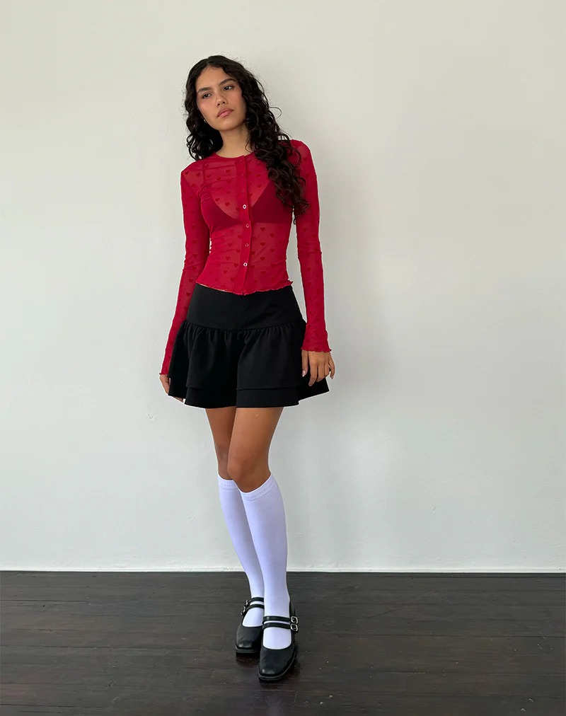 Kahula Shirt in Red Heart Flocked Mesh - Image 2