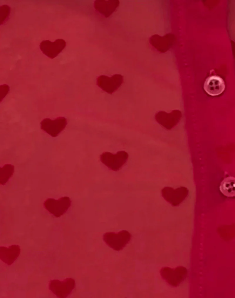 Kahula Shirt in Red Heart Flocked Mesh - Image 6
