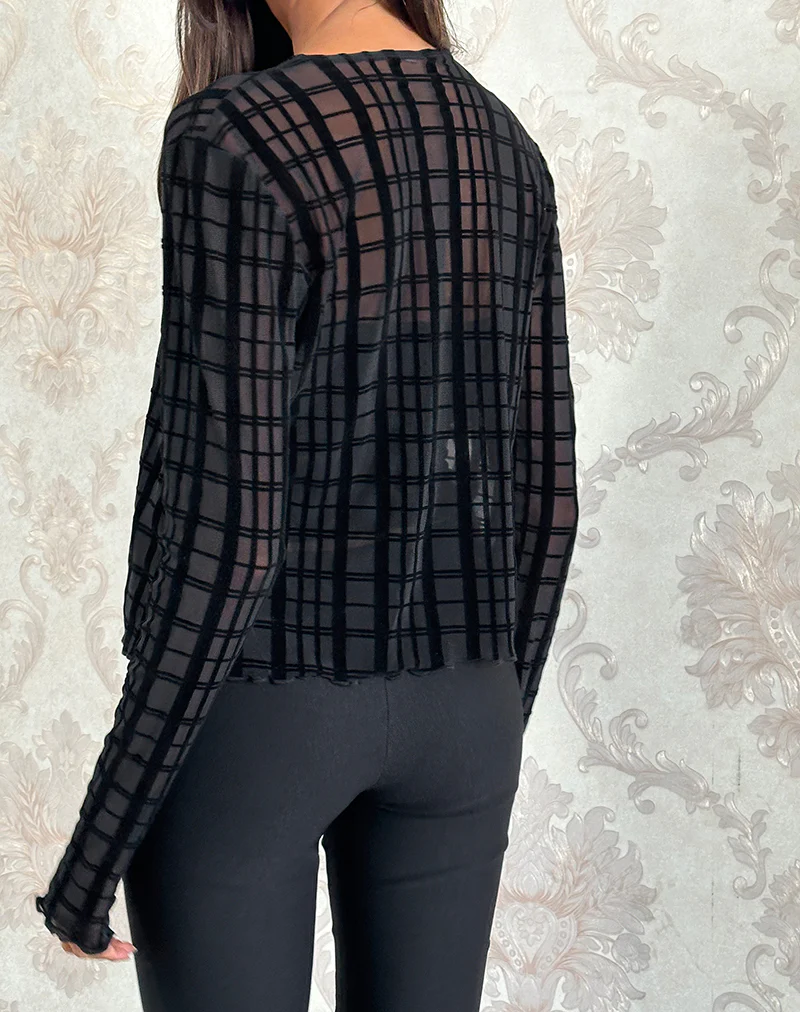 Kahula Shirt in Tonal Check Flock Black - Image 3
