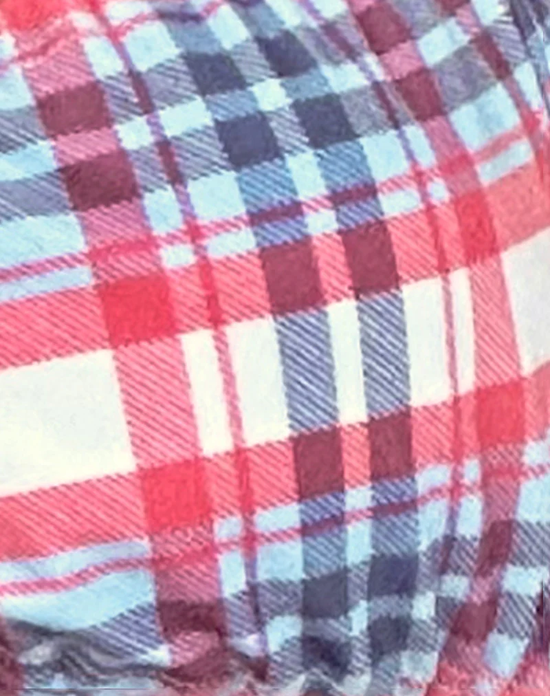 Kaia Bikini Top in Pastel Pink Tartan - Image 6