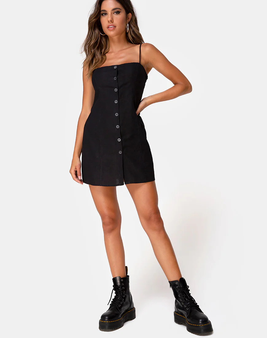 Kaira Slip Dress in Black - Image 3