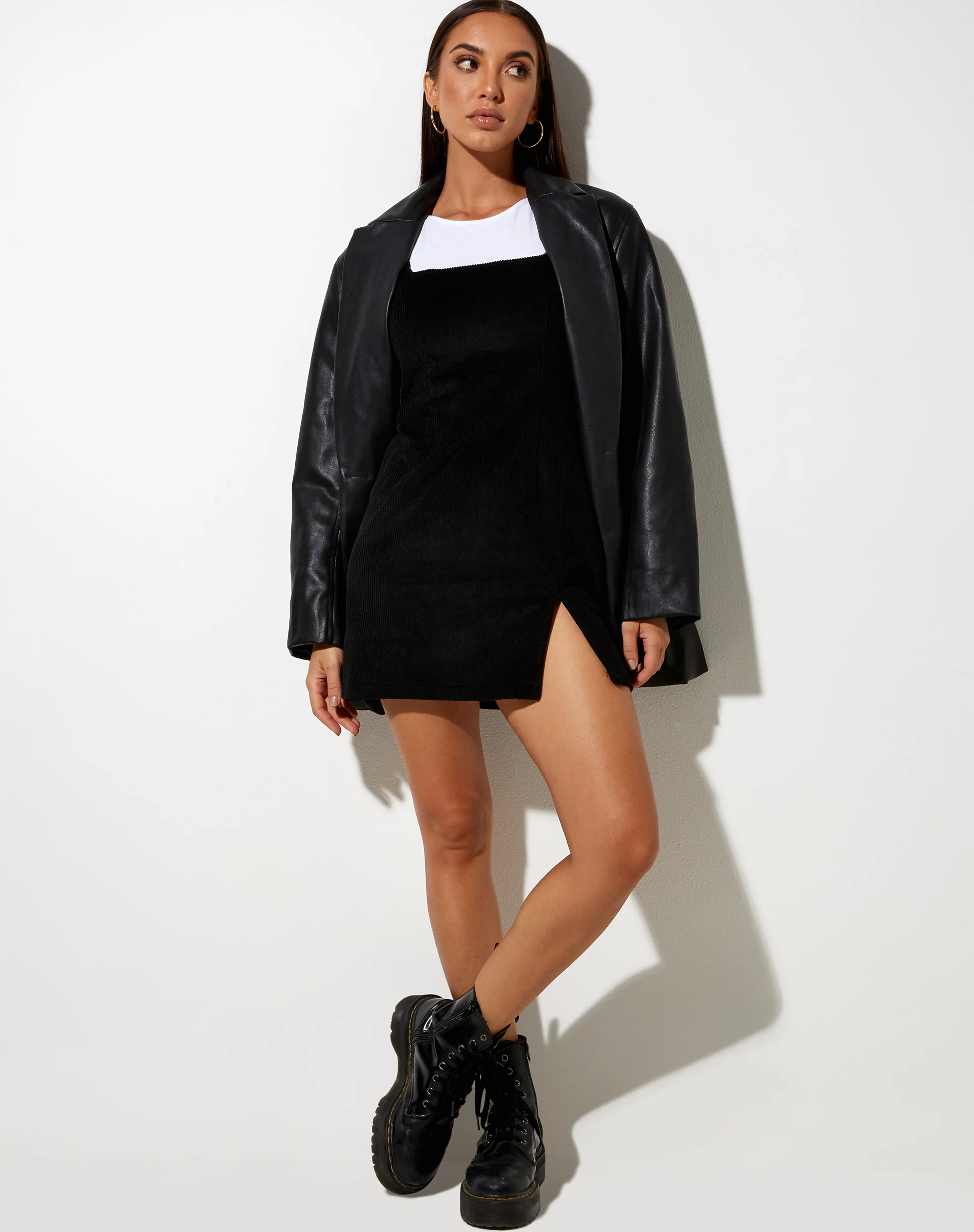 Kaja Mini Dress in Cord Black - Image 4