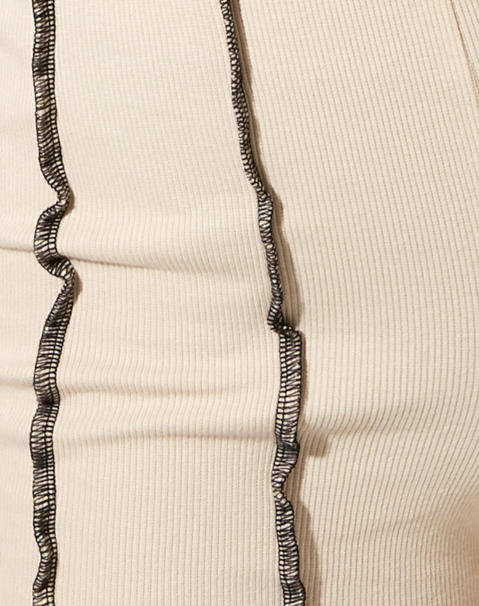 Kala Short in Rib Ecru with Black Stitching - Image 6