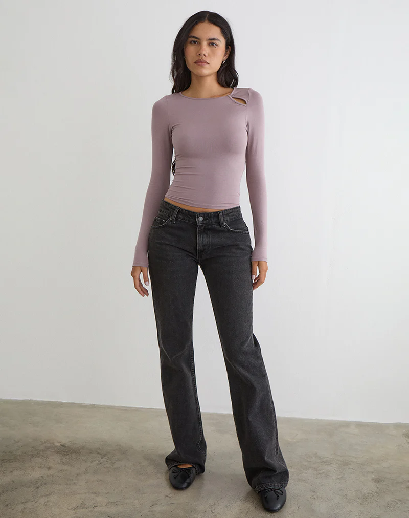 Kalais Long Sleeve Twisted Top in Dusty Mauve - Image 4