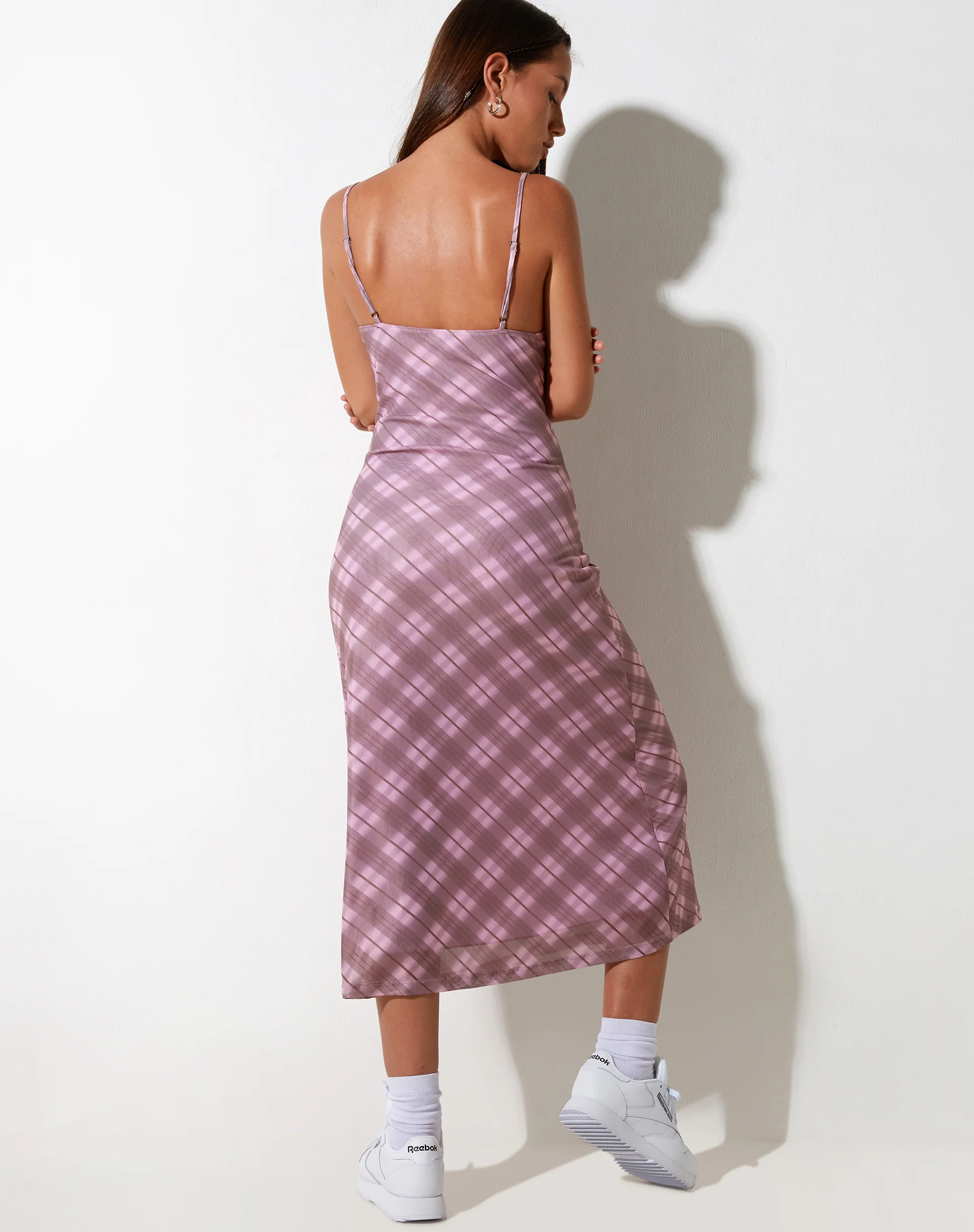 Kalana Midi Dress in Pink Blurred Check - Image 2