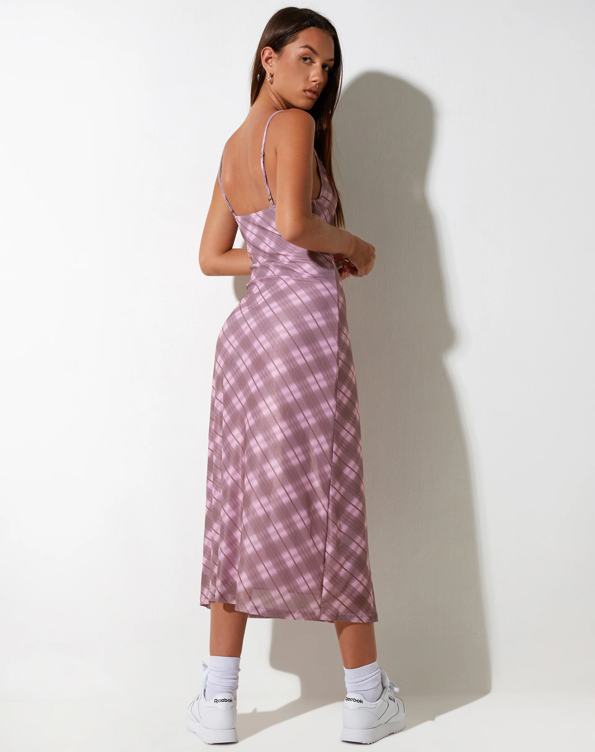 Kalana Midi Dress in Pink Blurred Check - Image 4