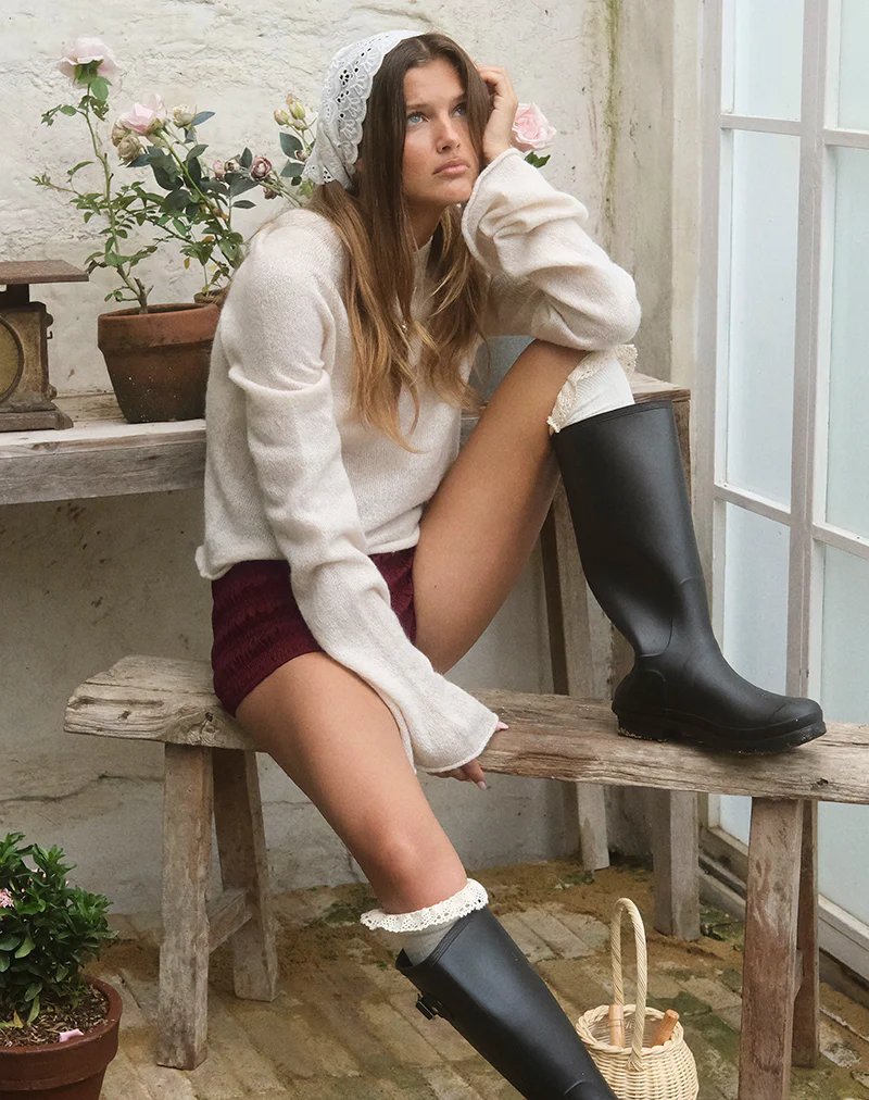 Kaleo Roll Edge Jumper in Knit Ecru
