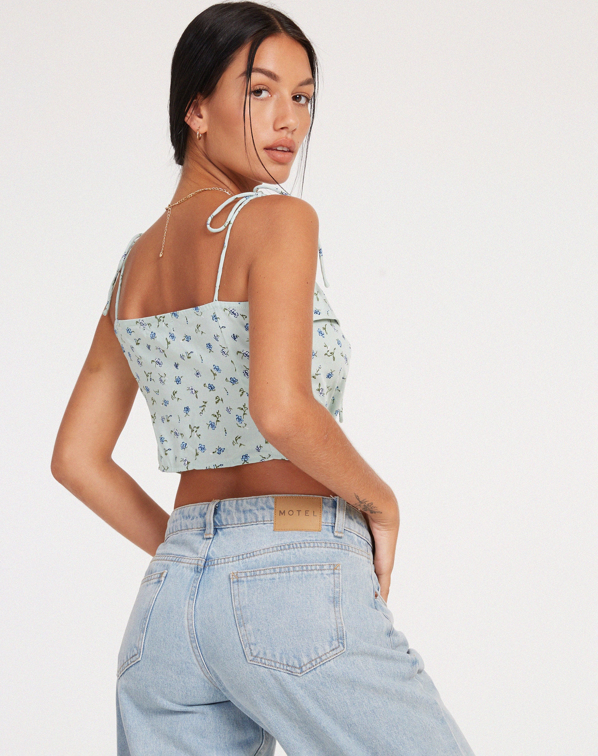 Kali Cami Top in Pretty Petal Green - Image 2