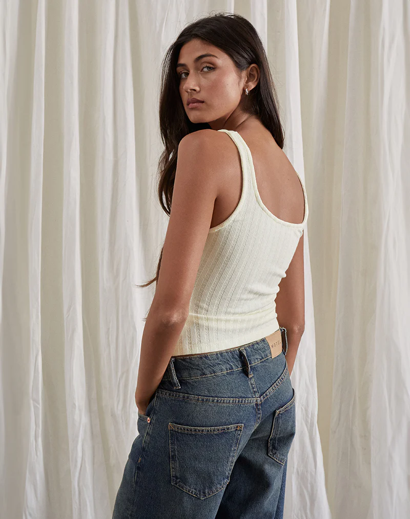 Kalinda Vest Top in Pointelle Ivory - Image 4