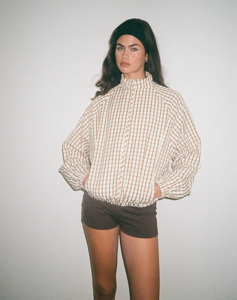 Kalle Shell Jacket in Brown Check - Image 6