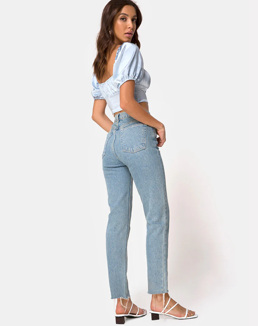 Kalua Crop Top in Satin Powder Blue - Image 4