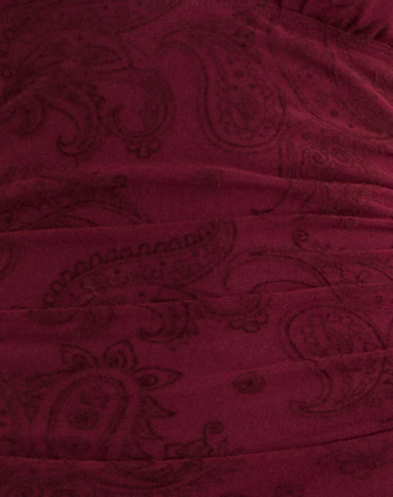 Kamau Dress in Flock Compact Paisley Wine - Image 6