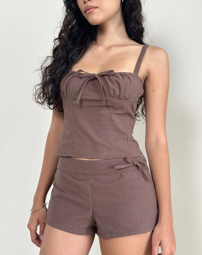 Kamden Cami Top in Linen Deep Taupe - Image 2