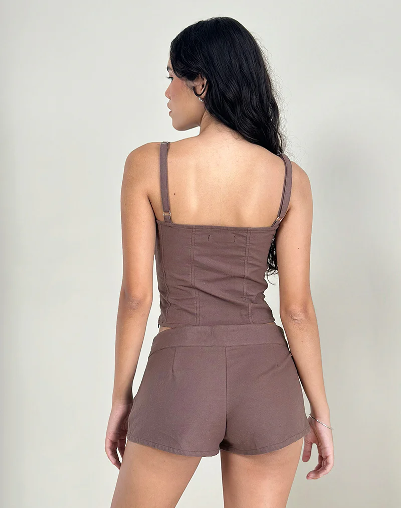 Kamden Cami Top in Linen Deep Taupe - Image 4
