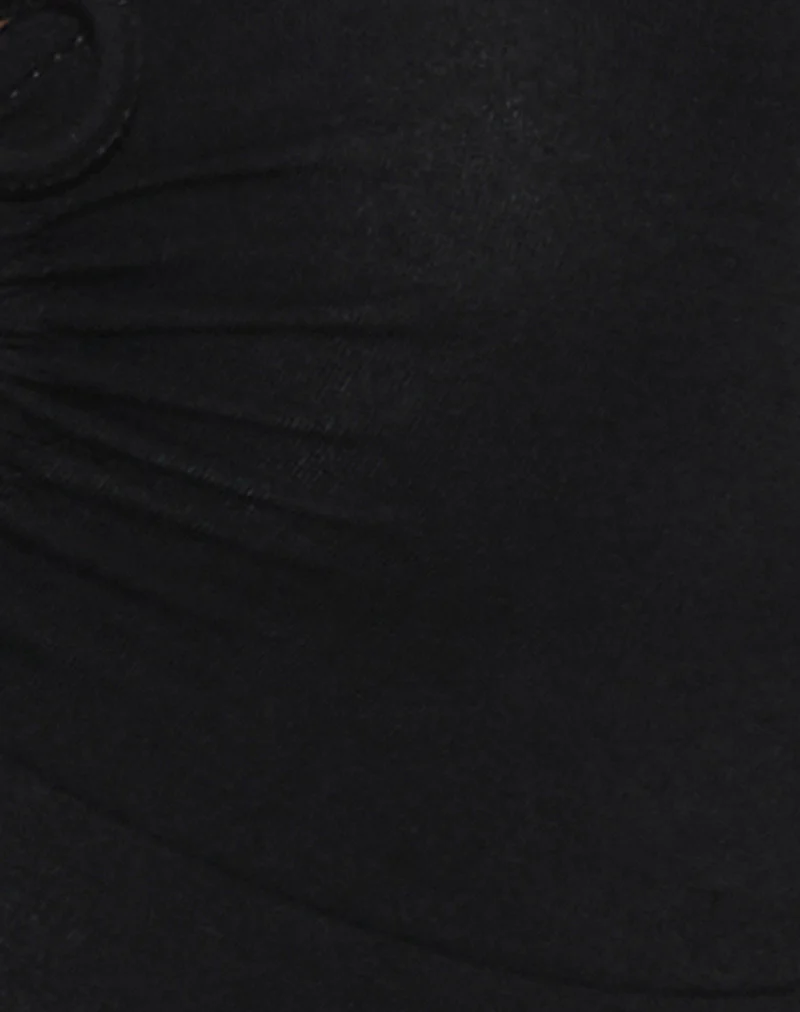 Kamisu Long Sleeve Keyhole Top in Black - Image 7
