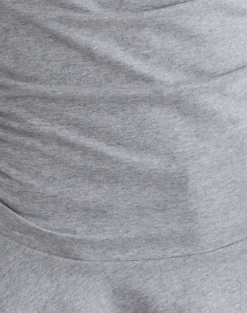Kanao Bardot Frill Top in Grey Marl - Image 6
