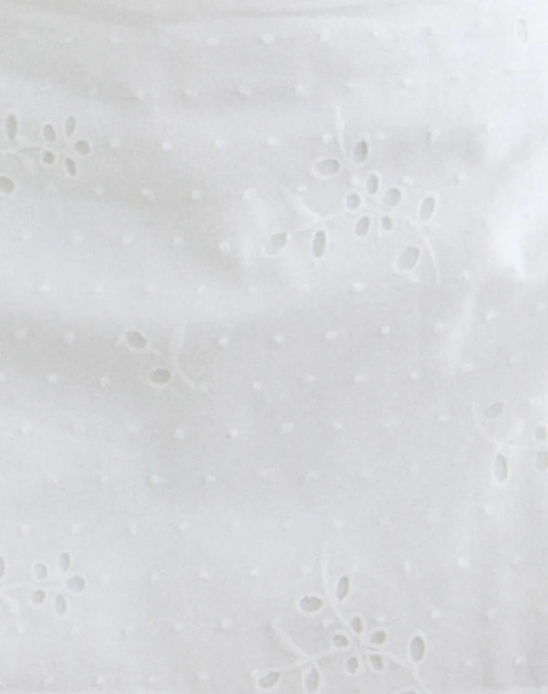 Kanara Wrap Mini Skort in Broderie White - Image 5